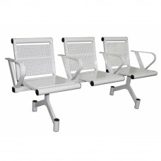 Секция стульев трехместная перфорированная с подлокотниками Э-213-П