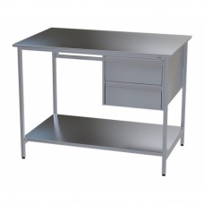 Стол медицинский инструментальный из нержавеющей стали Э-1180/750/1-ПЯП2 с двумя подвесными ящиками и полкой
