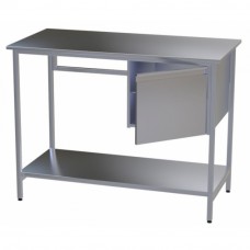 Стол медицинский инструментальный из нержавеющей стали Э -1180/750-ПТП с подвесной тумбой и полкой