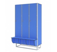 ШКАФ ДЛЯ РАЗДЕВАЛОК ОДНОСЕКЦИОННЫЙ СО СКАМЕЙКОЙ ШГС-1-СК